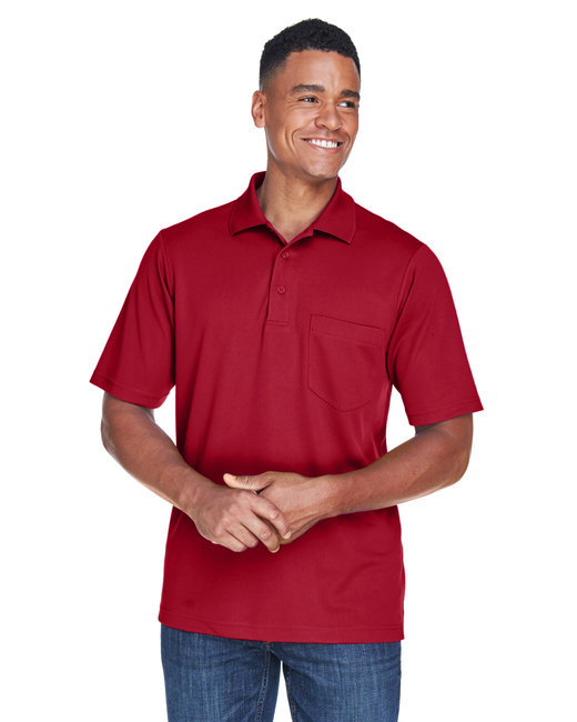 Core 365 Men's Origin Performance Pique 4.1 oz 100% Polyester Moisture-Wicking Polo Shirt with Pocket